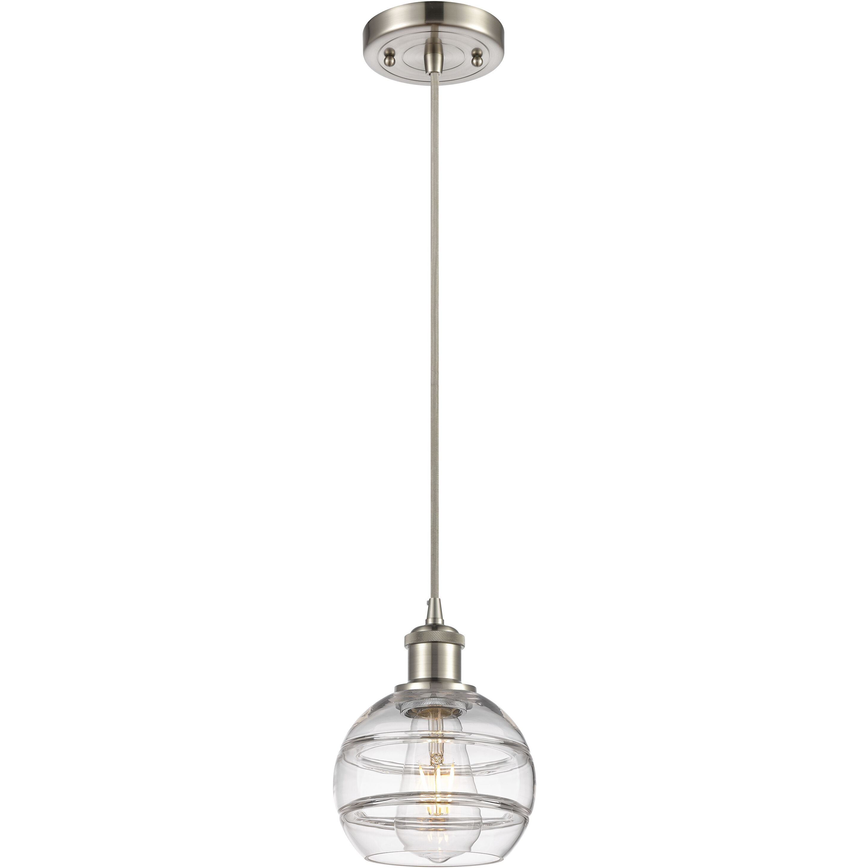 Ballston Rochester 1 Light 5.88 inch Brushed Satin Nickel Cord Hung Mini Pendant Ceiling Light