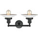 Franklin Restoration Halophane LED 18 inch Matte Black Bath Vanity Light Wall Light in Matte White Halophane Glass, Franklin Restoration
