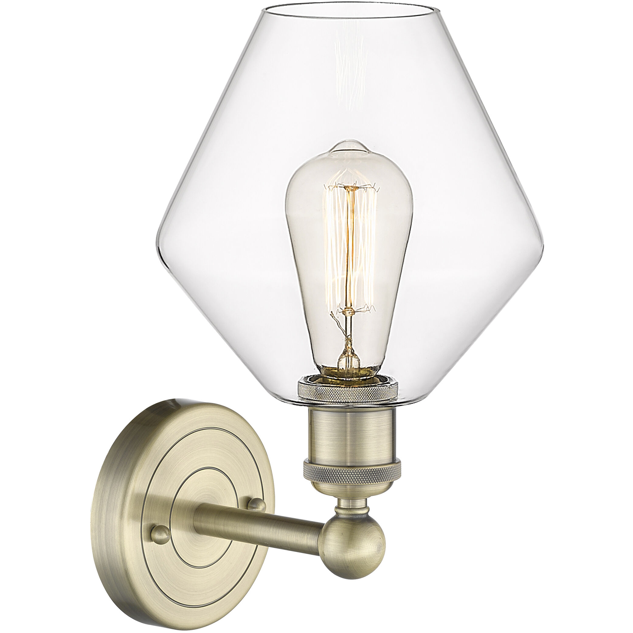 Cindyrella Sconce Wall Light in Antique Brass, Clear