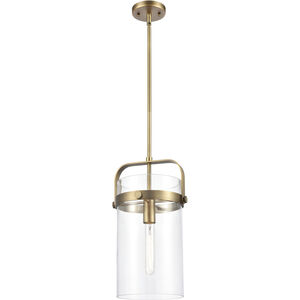 Pilaster 1 Light 9.38 inch Brushed Brass Pendant Ceiling Light in Clear Glass