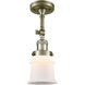 Franklin Restoration Small Canton LED 6 inch Antique Brass Semi-Flush Mount Ceiling Light in Matte White Glass, Franklin Restoration
