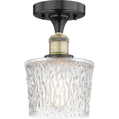 Niagra 1 Light 6.5 inch Black Antique Brass Semi-Flush Mount Ceiling Light