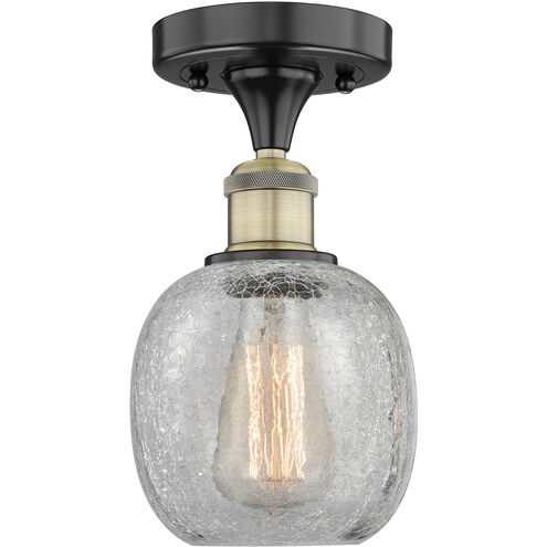 Belfast 1 Light 6 inch Black Antique Brass Flush Mount Ceiling Light in Clear Crackle, 2.1 lb