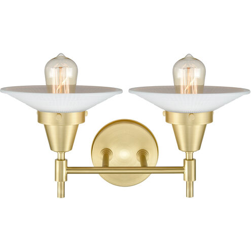 Caden LED 18 inch Satin Brass Bath Vanity Light Wall Light in Matte White Glass
