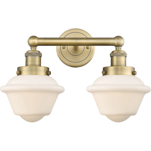 Oxford 2 Light 15.5 inch Brushed Brass and Matte White Bath Vanity Light Wall Light