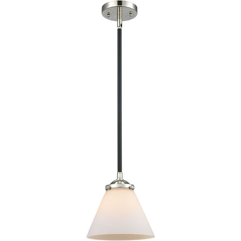 Nouveau Cone LED 7.75 inch Black Polished Nickel Mini Pendant Ceiling Light in Matte White, Nouveau