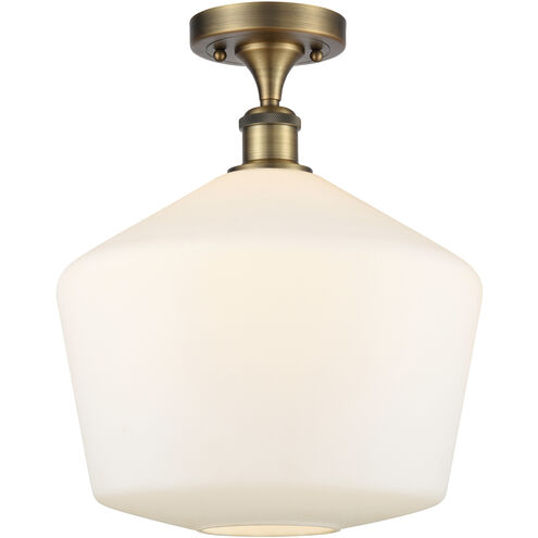 Ballston Cindyrella LED 12 inch Brushed Brass Semi-Flush Mount Ceiling Light in Matte White Glass