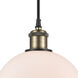Ballston Athens 1 Light 8 inch Black Antique Brass Mini Pendant Ceiling Light in Matte White Glass, Ballston