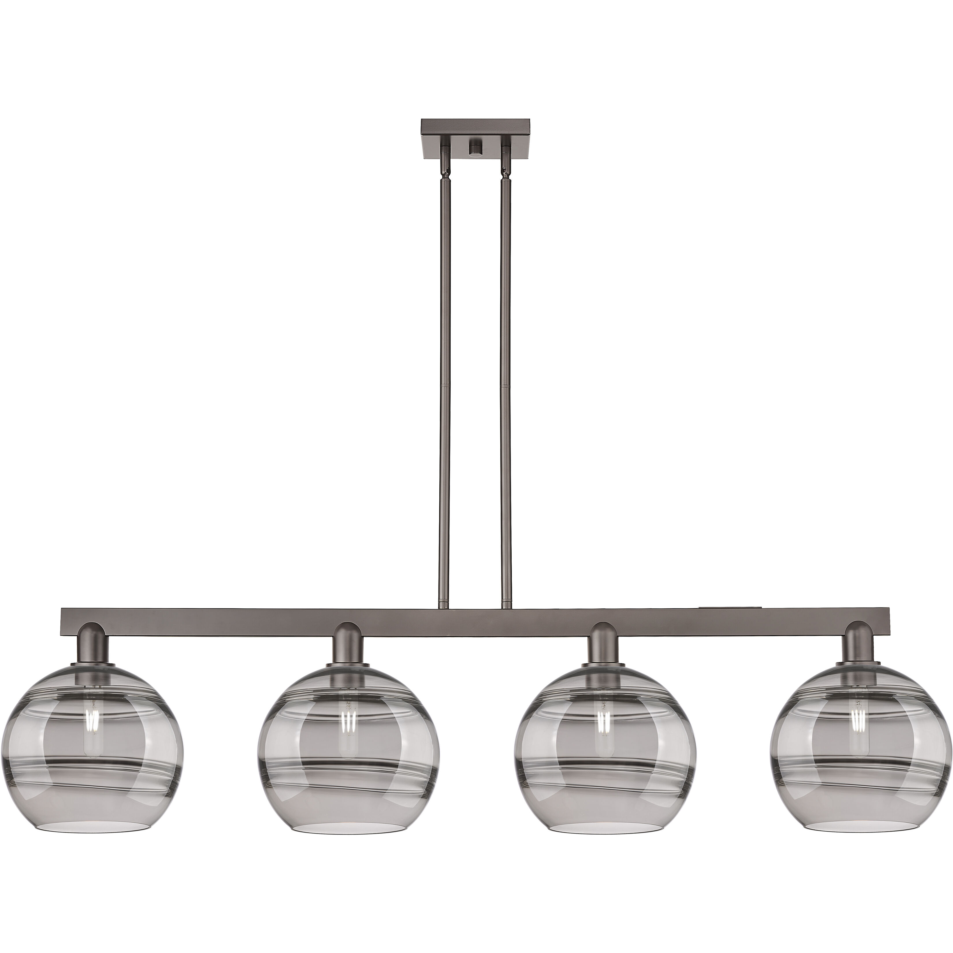 Arcadia Rochester Island Light Ceiling Light in Oil Rubbed Bronze, Light Smoke Glass