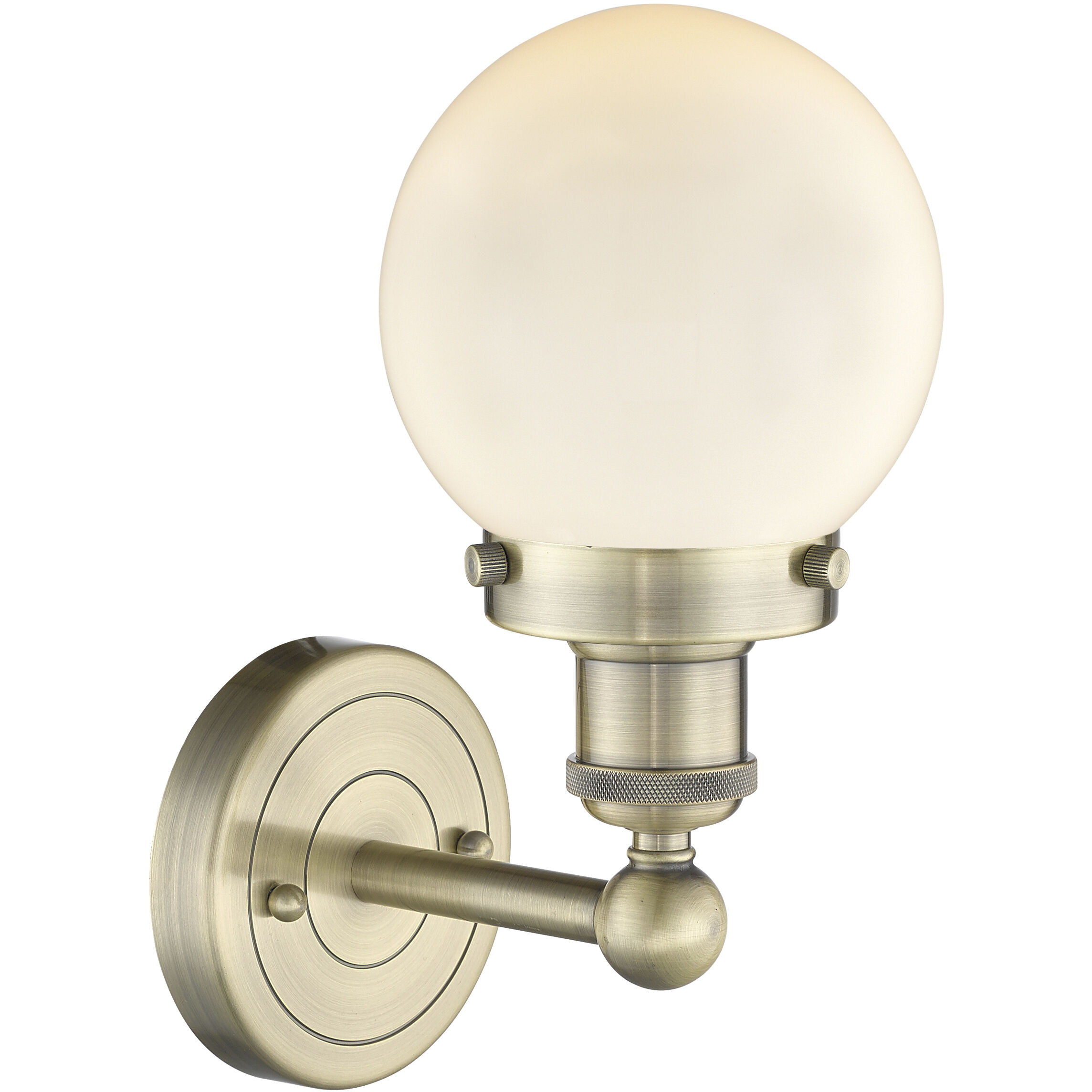 Beacon Sconce Wall Light in Antique Brass, Matte White