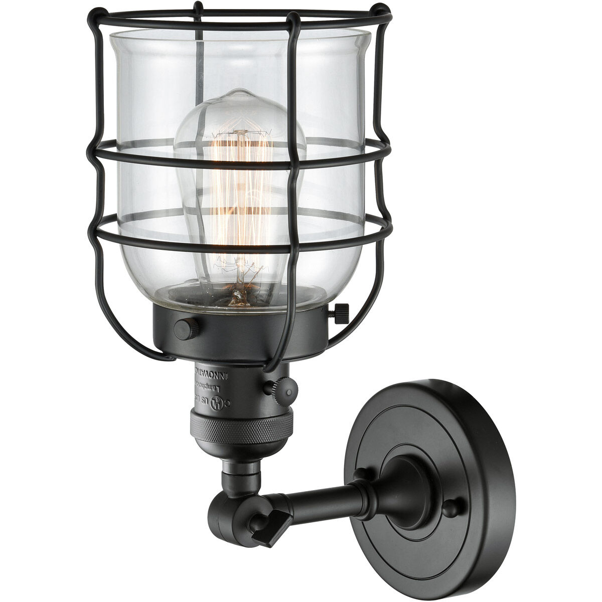 Franklin Restoration Small Bell Cage LED 6 inch Matte Black Sconce Wall Light, Franklin Restoration