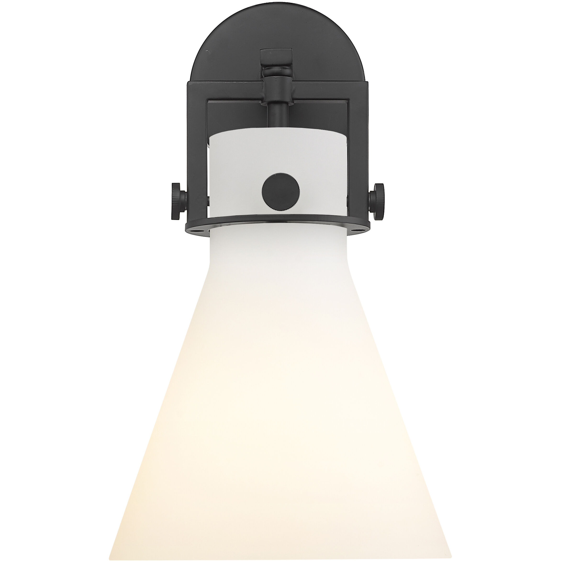 Newton Cone Sconce Wall Light in Matte Black, Matte White Glass