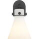 Newton Cone Sconce Wall Light in Matte Black, Matte White Glass