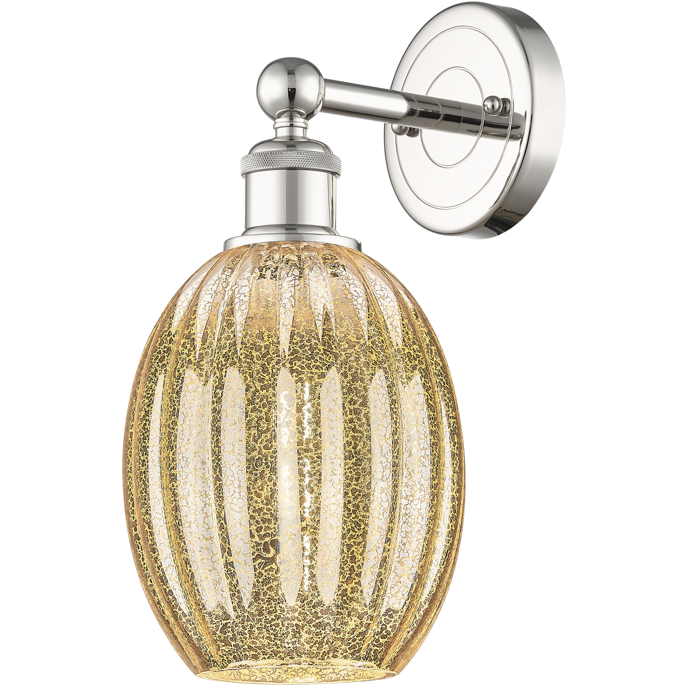 Edison Preston Armed Sconce Wall Light in Polished Nickel, Mercury