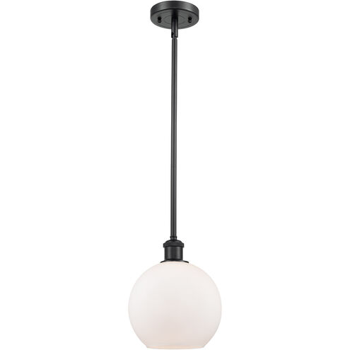 Ballston Athens 1 Light 8 inch Matte Black Pendant Ceiling Light in Matte White Glass, Ballston