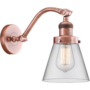 Franklin Restoration Small Cone 1 Light 7 inch Antique Copper Sconce Wall Light in Clear Glass, Franklin Restoration