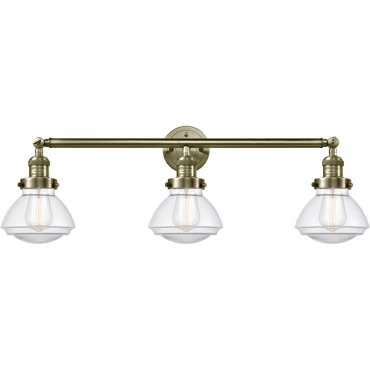Franklin Restoration Olean LED 31 inch Antique Brass Bath Vanity Light Wall Light in Clear Glass, Franklin Restoration
