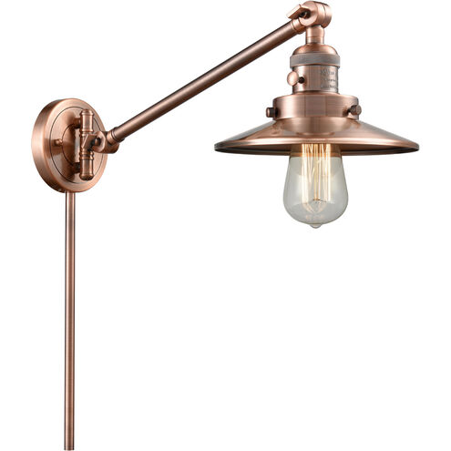 Railroad 21 inch 3.50 watt Antique Copper Swing Arm Wall Light, Franklin Restoration