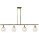 Ballston White Mouchette 4 Light 48 inch Antique Brass Stem Hung Island Light Ceiling Light