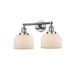 Franklin Restoration Large Bell 2 Light 19 inch Polished Nickel Bath Vanity Light Wall Light in Matte White Glass, Franklin Restoration
