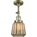 Franklin Restoration Chatham LED 6 inch Antique Brass Semi-Flush Mount Ceiling Light in Mercury Glass, Franklin Restoration