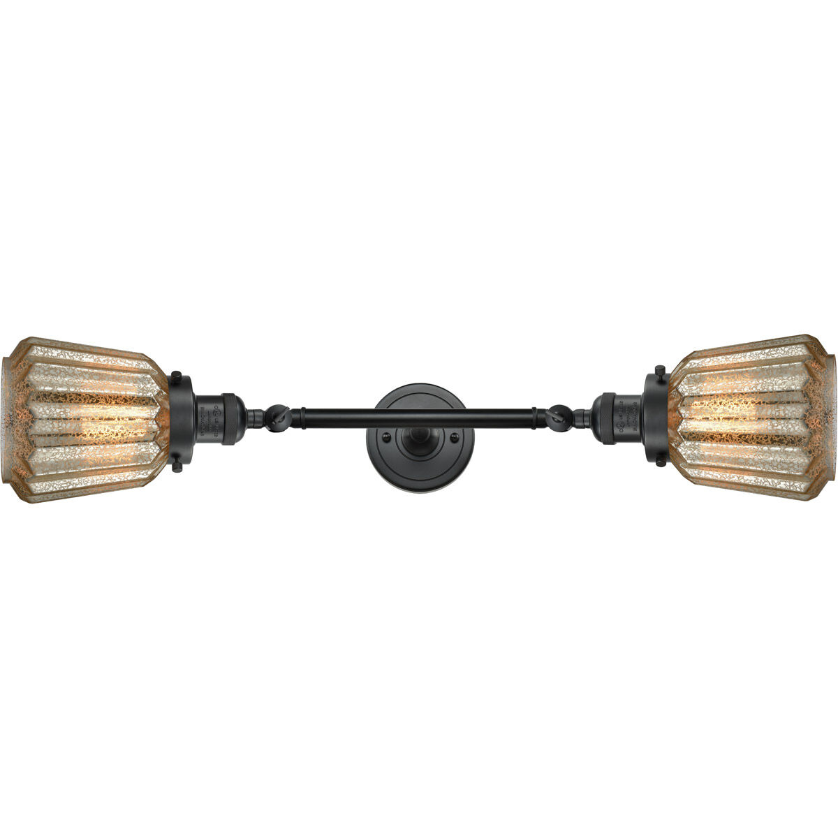 Franklin Restoration Chatham 2 Light 16 inch Matte Black Bath Vanity Light Wall Light in Mercury Glass, Franklin Restoration