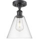 Edison Berkshire 1 Light 8 inch Matte Black Semi-Flush Mount Ceiling Light in Clear Glass