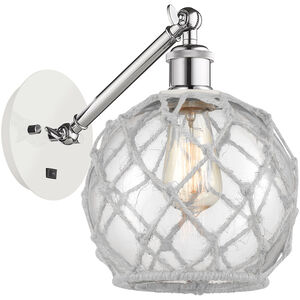 Ballston Farmhouse Rope LED 8 inch White and Polished Chrome Sconce Wall Light