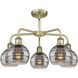 Ballston Rochester 5 Light 23.88 inch Antique Brass Stem Hung Chandelier Ceiling Light in Light Smoke Glass