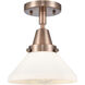 Franklin Restoration Caden LED 8 inch Antique Copper Flush Mount Ceiling Light in Matte White Glass
