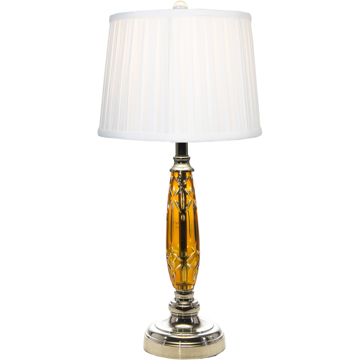 Glossy Amber 26 inch 150.00 watt Polished Chrome Table Lamp Portable Light, 24% Lead Crystal