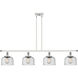 Ballston Large Bell 4 Light 48 inch White and Polished Chrome Island Light Ceiling Light in Seedy Glass