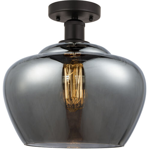 Edison Fenton 1 Light 11 inch Oil Rubbed Bronze Semi-Flush Mount Ceiling Light in Plated Smoke Glass