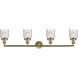 Franklin Restoration Small Bell LED 42 inch Antique Brass Bath Vanity Light Wall Light in Seedy Glass, Franklin Restoration