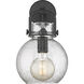 Downtown Urban Newton Sphere Armed Sconce Wall Light in Matte Black, Seedy