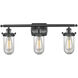 Austere Kingsbury 3 Light 26 inch Matte Black Bath Vanity Light Wall Light in Clear Glass, Austere