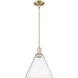 Arcadia Berkshire Glass 1 Light 12 inch Antique Brass Mini Pendant Ceiling Light in Seedy