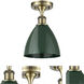 Plymouth Dome 1 Light 7.5 inch Antique Brass Semi-Flush Mount Ceiling Light in Green, 4 lb
