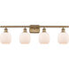 Ballston Belfast LED 36 inch Brushed Brass Bath Vanity Light Wall Light in Matte White Glass, Ballston
