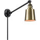 Addison 21 inch 60.00 watt Black Antique Brass Swing Arm Wall Light, Franklin Restoration