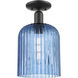 Downtown Urban Bridal Veil 1 Light 8 inch Matte Black Semi-Flush Mount Ceiling Light in Blue