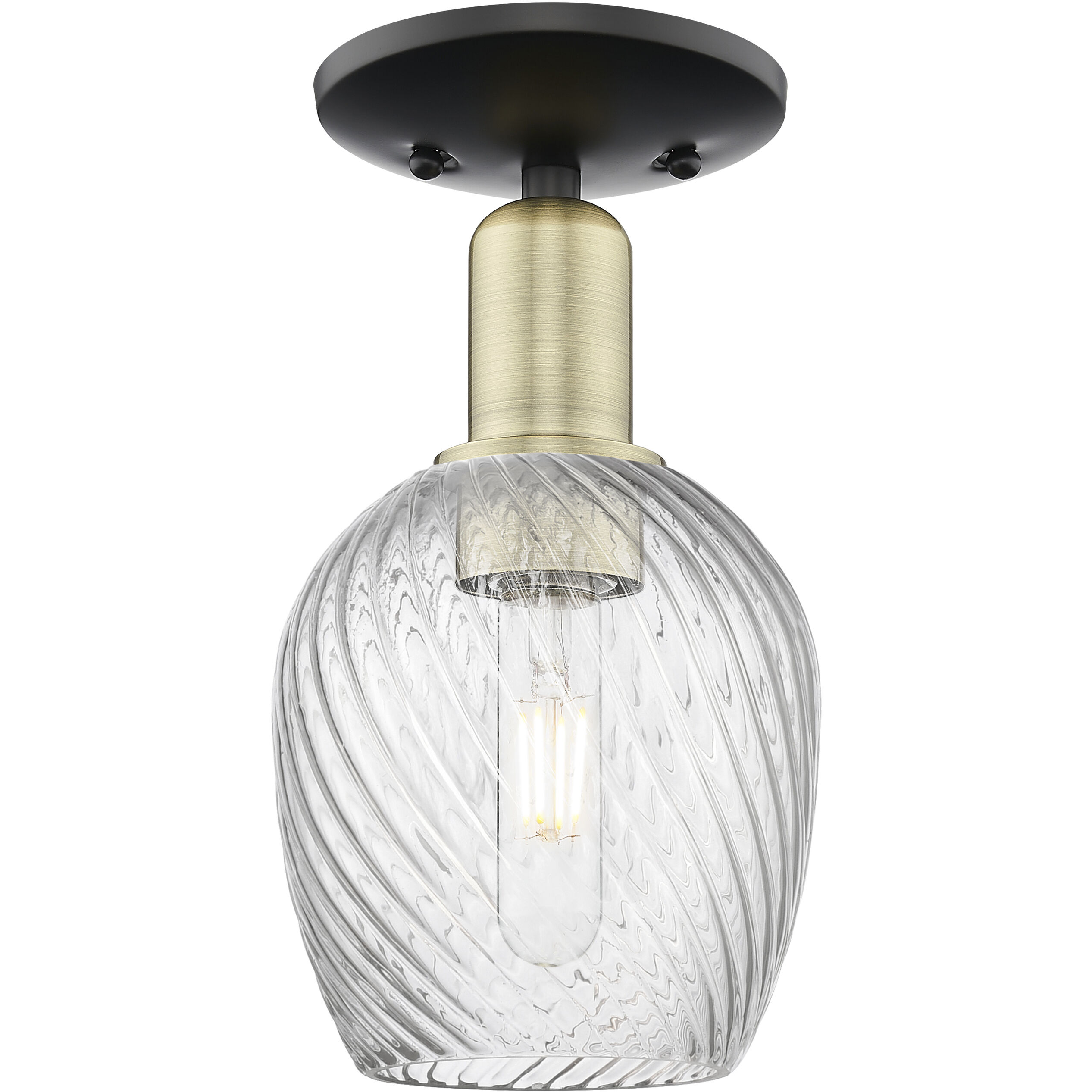 Arcadia Salina 1 Light 5.75 inch Black Antique Brass Semi-Flush Mount Ceiling Light