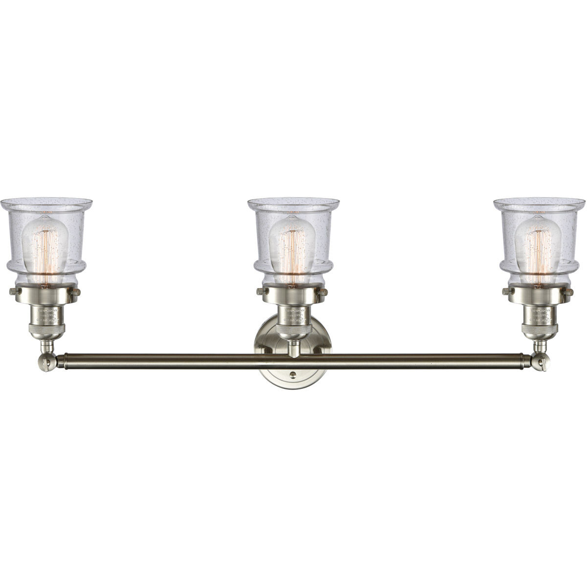 Franklin Restoration Small Canton LED 30 inch Brushed Satin Nickel Bath Vanity Light Wall Light in Seedy Glass, Franklin Restoration