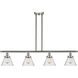 Ballston Large Cone LED 48 inch Brushed Satin Nickel Island Light Ceiling Light in Seedy Glass, Ballston