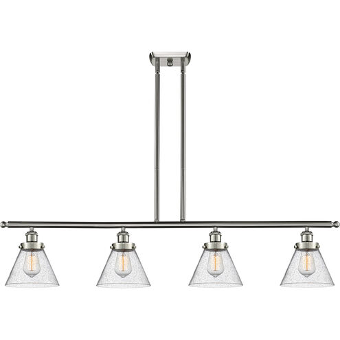 Ballston Large Cone LED 48 inch Brushed Satin Nickel Island Light Ceiling Light in Seedy Glass, Ballston