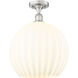 Ballston White Venetian 1 Light 13.75 inch Brushed Satin Nickel Semi-Flush Mount Ceiling Light