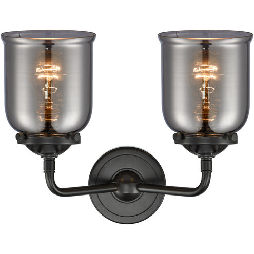 Nouveau Small Bell 2 Light 13 inch Oil Rubbed Bronze Bath Vanity Light Wall Light in Plated Smoke Glass, Nouveau