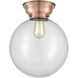 Aditi XX-Large Beacon 1 Light 12 inch Antique Copper Flush Mount Ceiling Light in Clear Glass, Aditi