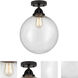 Nouveau 2 Beacon 1 Light 12 inch Matte Black Semi-Flush Mount Ceiling Light in Seedy Glass