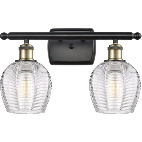 Ballston Norfolk 2 Light 16 inch Black Antique Brass and Matte Black Bath Vanity Light Wall Light in Clear Glass
